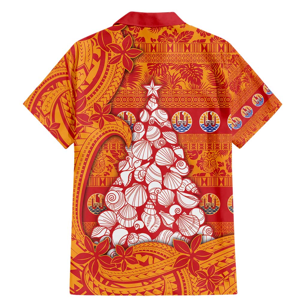 French Polynesia Christmas Hawaiian Shirt Seashell Xmas Tree Tribal Waves - Polynesian Pride