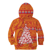 French Polynesia Christmas Kid Hoodie Seashell Xmas Tree Tribal Waves - Polynesian Pride