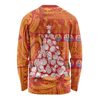 French Polynesia Christmas Long Sleeve Shirt Seashell Xmas Tree Tribal Waves - Polynesian Pride