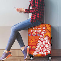 French Polynesia Christmas Luggage Cover Seashell Xmas Tree Tribal Waves - Polynesian Pride