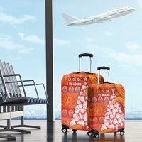 French Polynesia Christmas Luggage Cover Seashell Xmas Tree Tribal Waves - Polynesian Pride