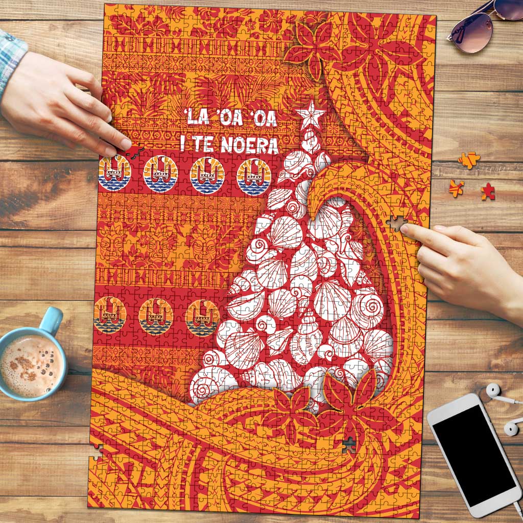 French Polynesia Christmas Puzzle Seashell Xmas Tree Tribal Waves - Polynesian Pride