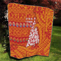 French Polynesia Christmas Quilt Seashell Xmas Tree Tribal Waves - Polynesian Pride