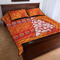 French Polynesia Christmas Quilt Bed Set Seashell Xmas Tree Tribal Waves - Polynesian Pride