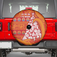 French Polynesia Christmas Spare Tire Cover Seashell Xmas Tree Tribal Waves - Polynesian Pride