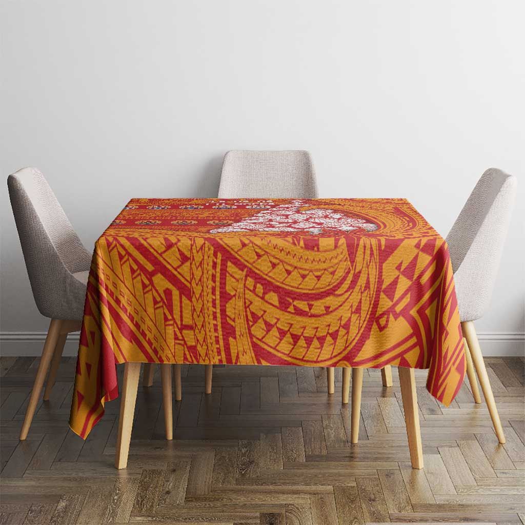 French Polynesia Christmas Tablecloth Seashell Xmas Tree Tribal Waves - Polynesian Pride
