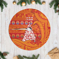 French Polynesia Christmas Tree Skirt Seashell Xmas Tree Tribal Waves - Polynesian Pride