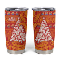 French Polynesia Christmas Tumbler Cup Seashell Xmas Tree Tribal Waves - Polynesian Pride