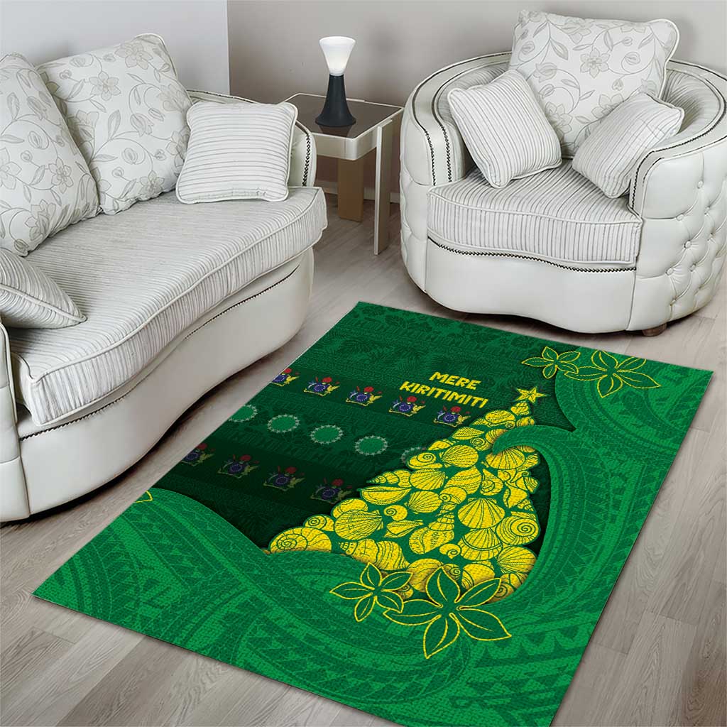 Cook Islands Christmas Area Rug Seashell Xmas Tree Tribal Waves - Polynesian Pride