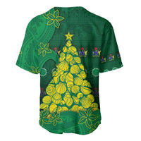 Cook Islands Christmas Baseball Jersey Seashell Xmas Tree Tribal Waves - Polynesian Pride