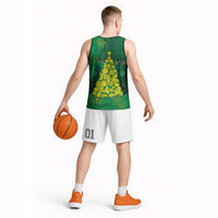 Cook Islands Christmas Basketball Jersey Seashell Xmas Tree Tribal Waves - Polynesian Pride