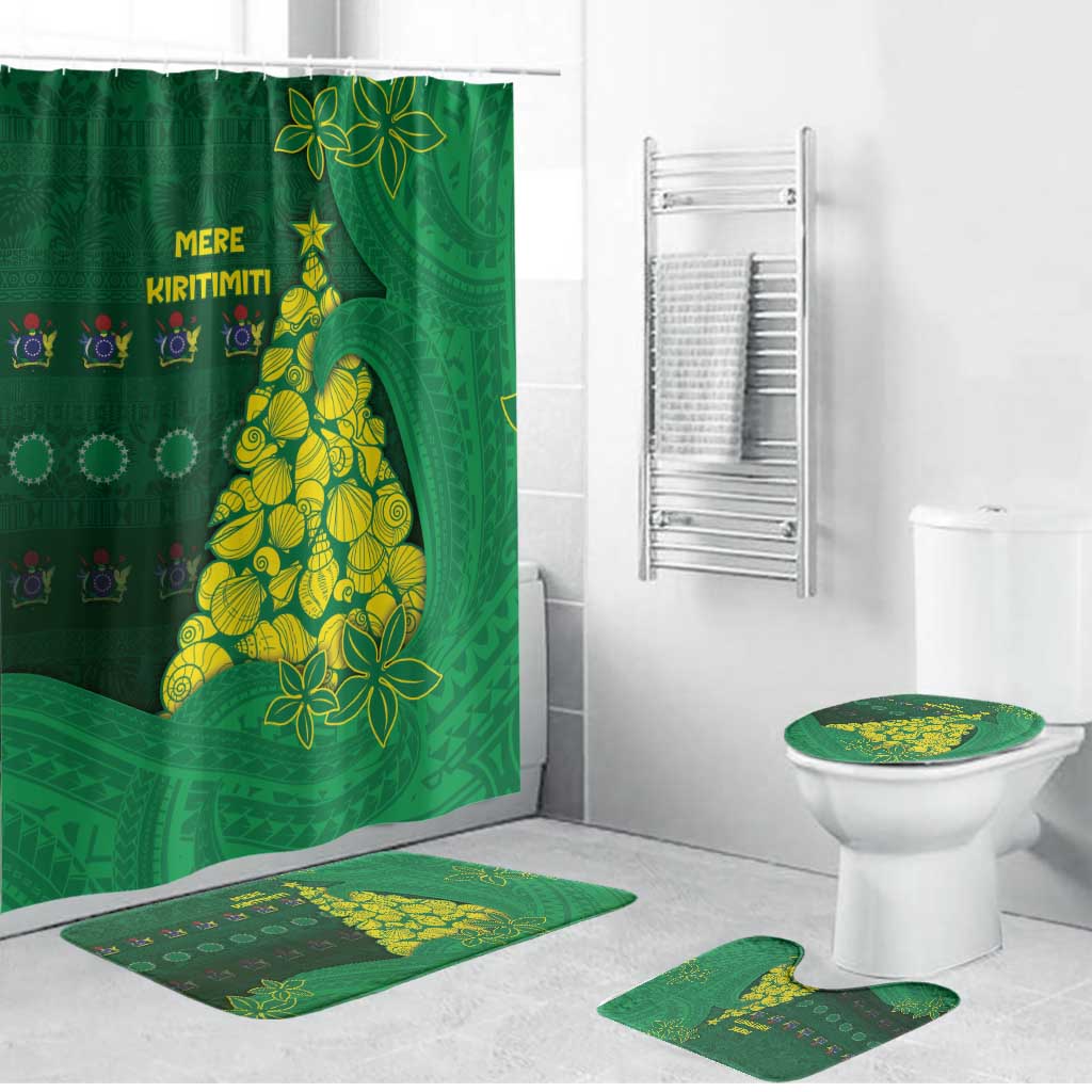 Cook Islands Christmas Bathroom Set Seashell Xmas Tree Tribal Waves - Polynesian Pride