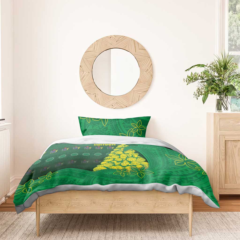 Cook Islands Christmas Bedding Set Seashell Xmas Tree Tribal Waves - Polynesian Pride