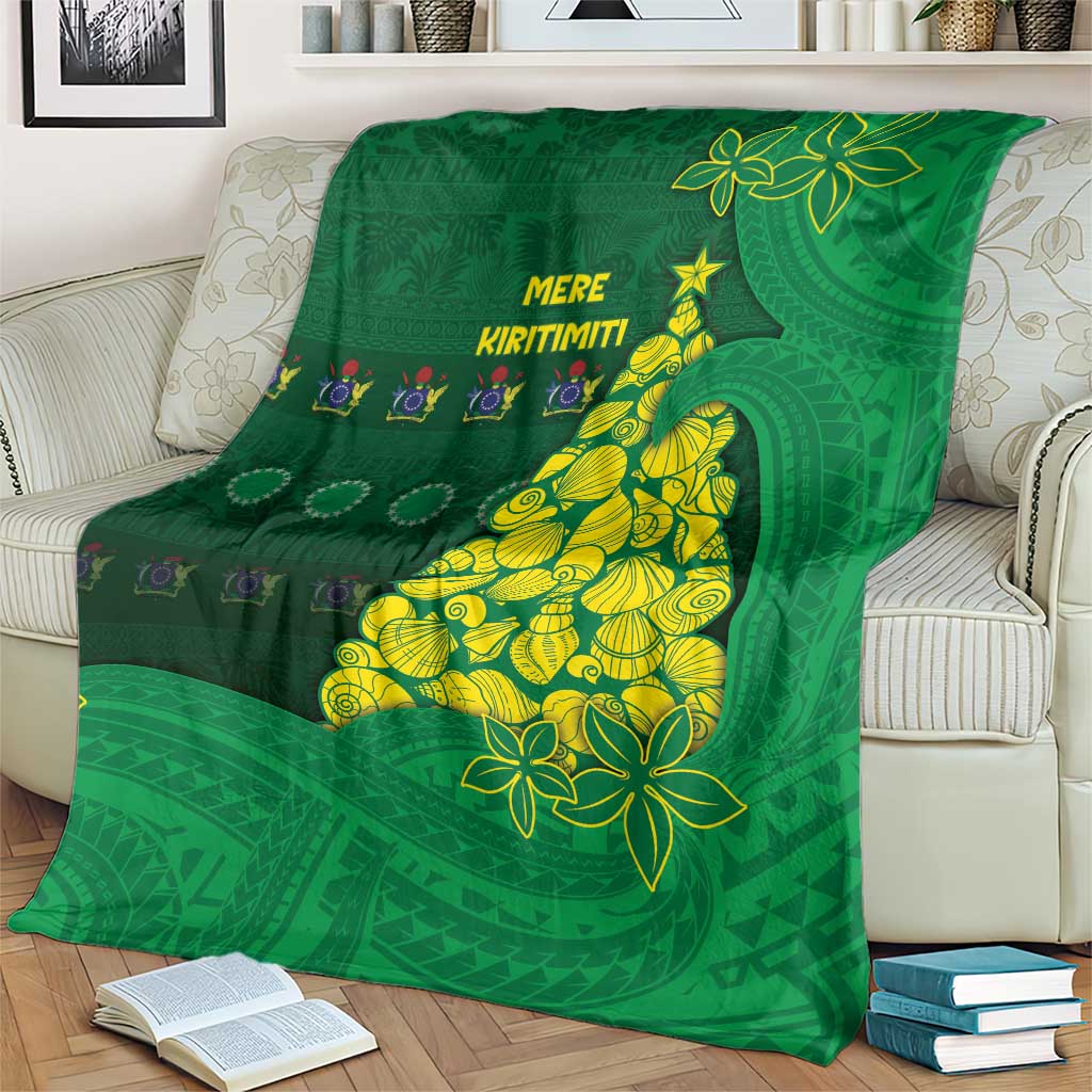 Cook Islands Christmas Blanket Seashell Xmas Tree Tribal Waves - Polynesian Pride
