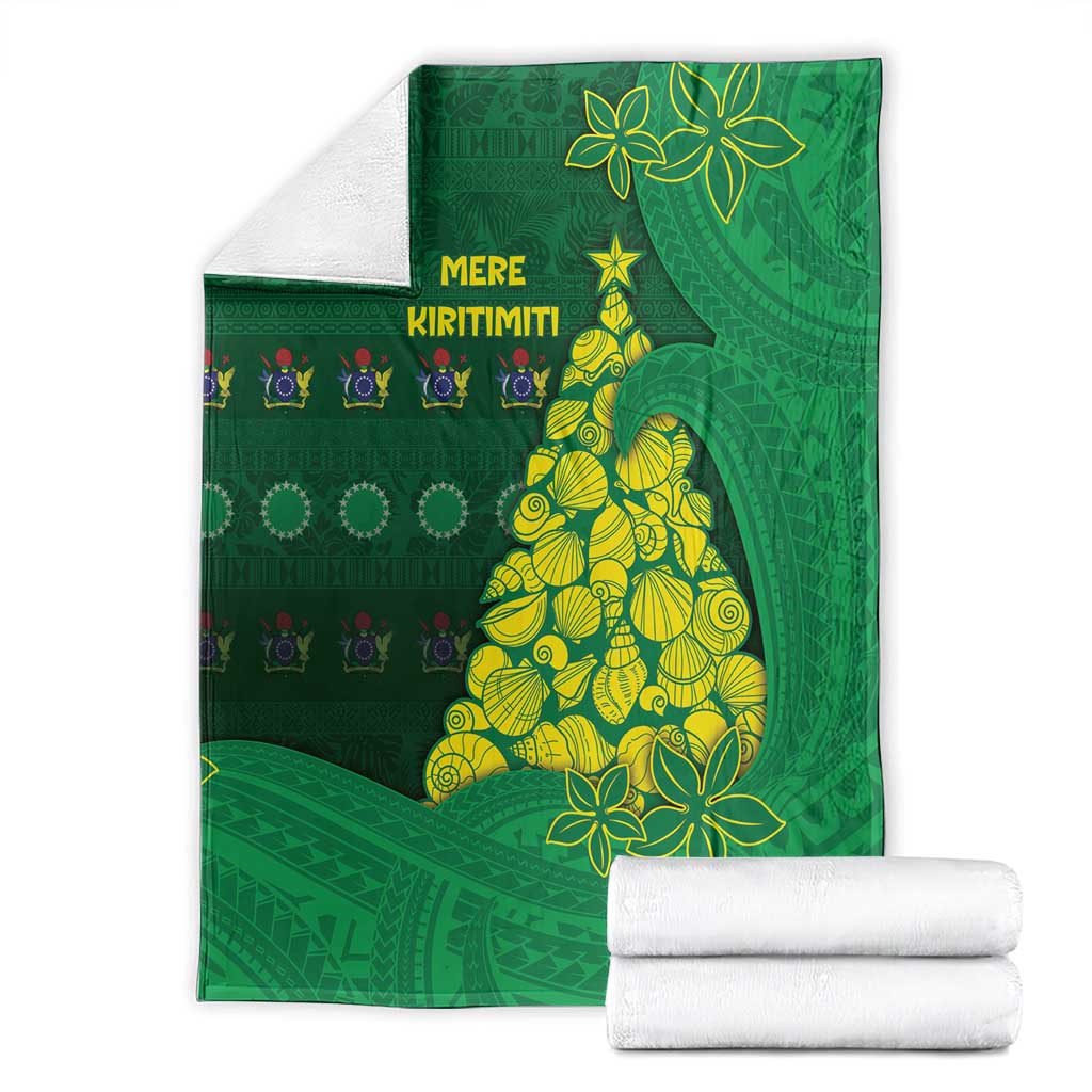 Cook Islands Christmas Blanket Seashell Xmas Tree Tribal Waves - Polynesian Pride