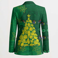 Cook Islands Christmas Blazer Seashell Xmas Tree Tribal Waves - Polynesian Pride