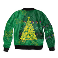 Cook Islands Christmas Bomber Jacket Seashell Xmas Tree Tribal Waves - Polynesian Pride