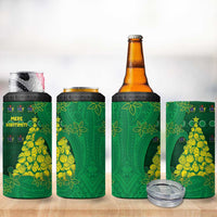 Cook Islands Christmas 4 in 1 Can Cooler Tumbler Seashell Xmas Tree Tribal Waves - Polynesian Pride