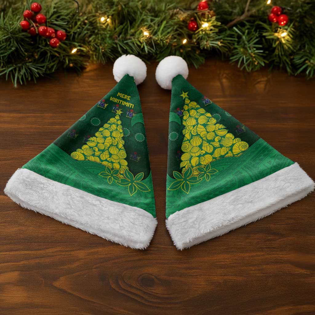 Cook Islands Christmas Santa Hat Seashell Xmas Tree Tribal Waves - Polynesian Pride
