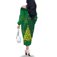 Cook Islands Christmas Family Matching Off The Shoulder Long Sleeve Dress and Hawaiian Shirt Seashell Xmas Tree Tribal Waves - Polynesian Pride