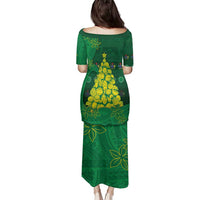 Cook Islands Christmas Family Matching Puletasi and Hawaiian Shirt Seashell Xmas Tree Tribal Waves - Polynesian Pride