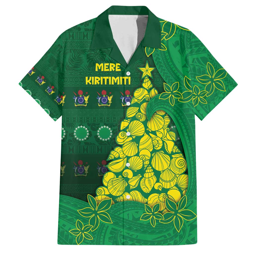 Cook Islands Christmas Family Matching Summer Maxi Dress and Hawaiian Shirt Seashell Xmas Tree Tribal Waves - Polynesian Pride