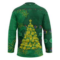 Cook Islands Christmas Hockey Jersey Seashell Xmas Tree Tribal Waves - Polynesian Pride