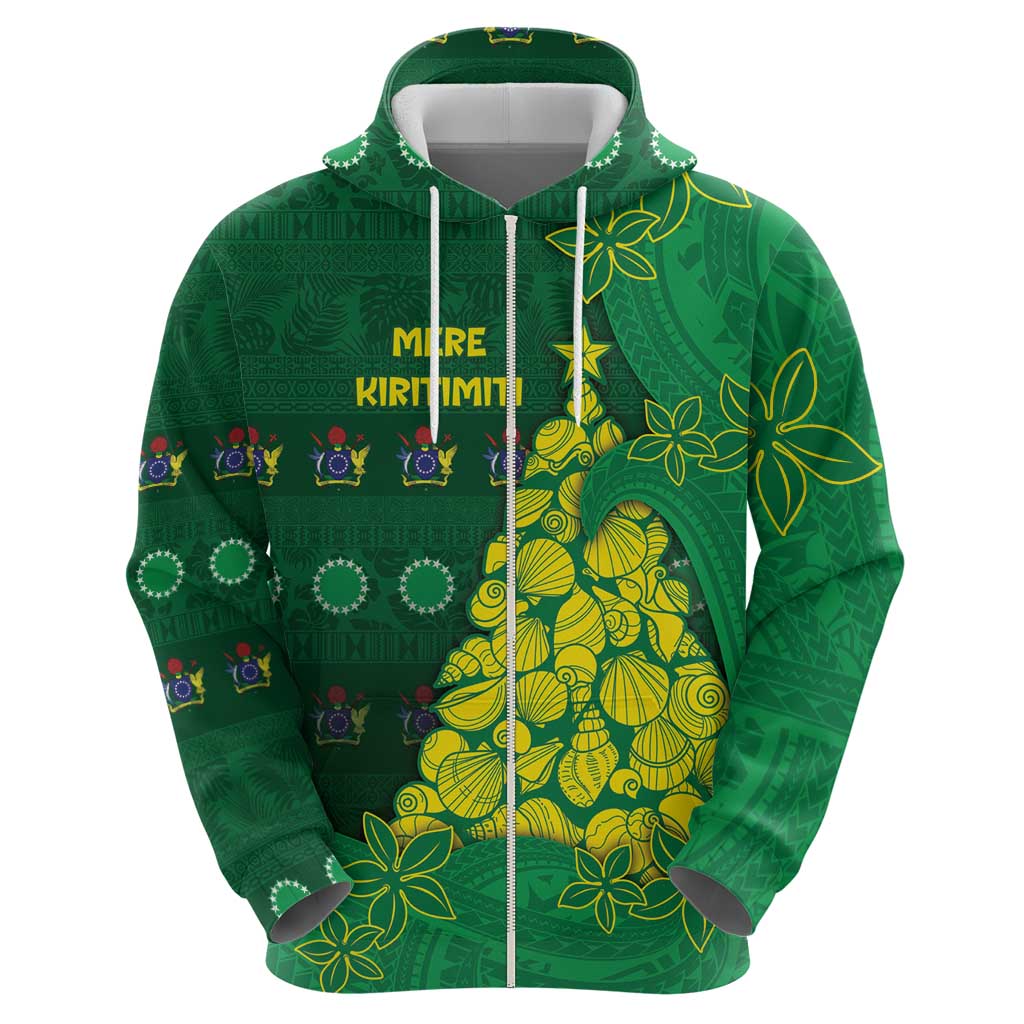 Cook Islands Christmas Hoodie Seashell Xmas Tree Tribal Waves - Polynesian Pride