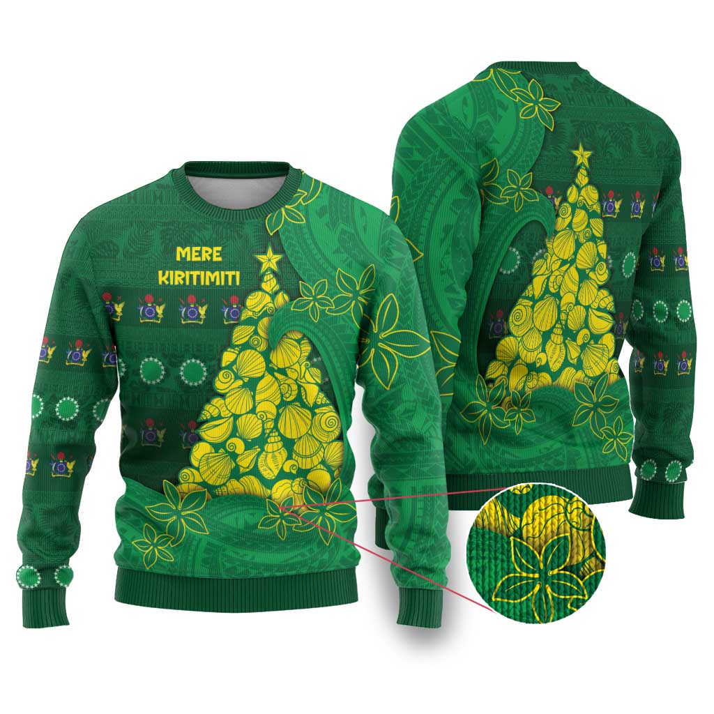 Cook Islands Christmas Ugly Christmas Sweater Seashell Xmas Tree Tribal Waves - Polynesian Pride