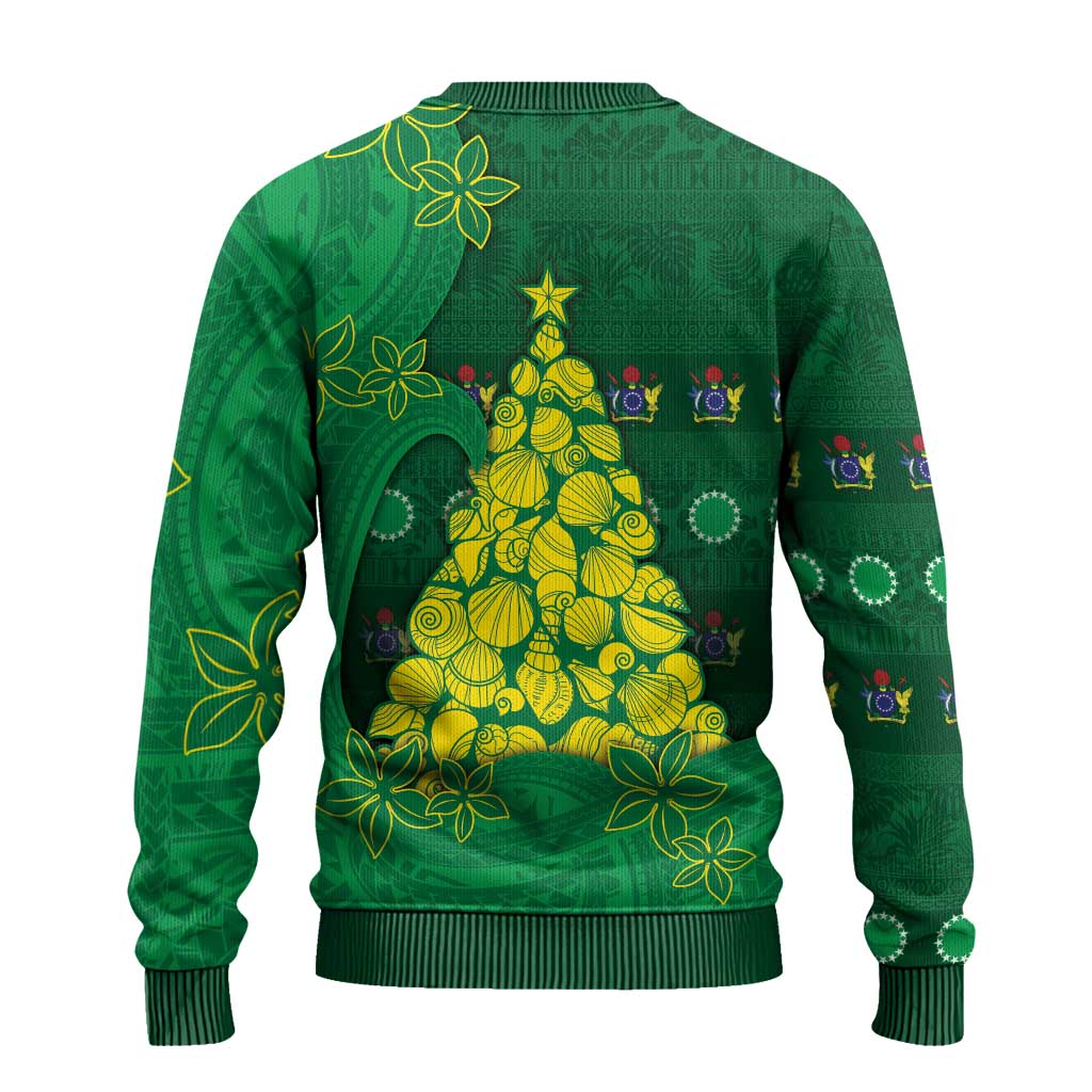 Cook Islands Christmas Ugly Christmas Sweater Seashell Xmas Tree Tribal Waves - Polynesian Pride
