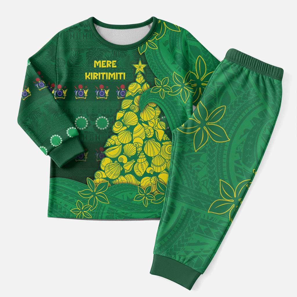 Cook Islands Christmas Pajama Set Seashell Xmas Tree Tribal Waves - Polynesian Pride