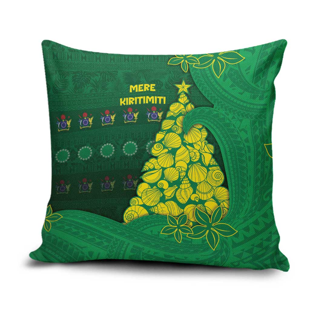 Cook Islands Christmas Pillow Cover Seashell Xmas Tree Tribal Waves - Polynesian Pride