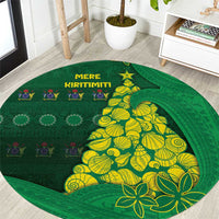Cook Islands Christmas Round Carpet Seashell Xmas Tree Tribal Waves - Polynesian Pride