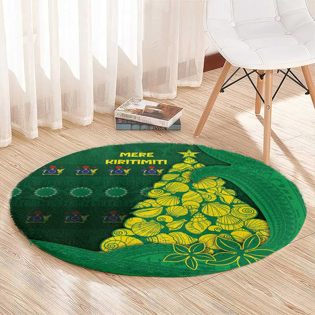 Cook Islands Christmas Round Carpet Seashell Xmas Tree Tribal Waves - Polynesian Pride