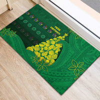 Cook Islands Christmas Rubber Doormat Seashell Xmas Tree Tribal Waves - Polynesian Pride