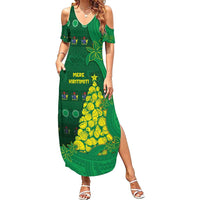 Cook Islands Christmas Summer Maxi Dress Seashell Xmas Tree Tribal Waves - Polynesian Pride