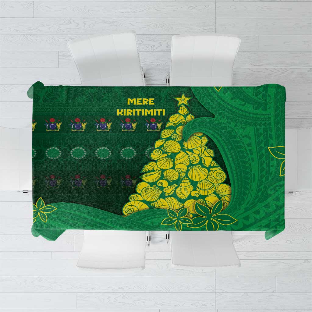 Cook Islands Christmas Tablecloth Seashell Xmas Tree Tribal Waves - Polynesian Pride