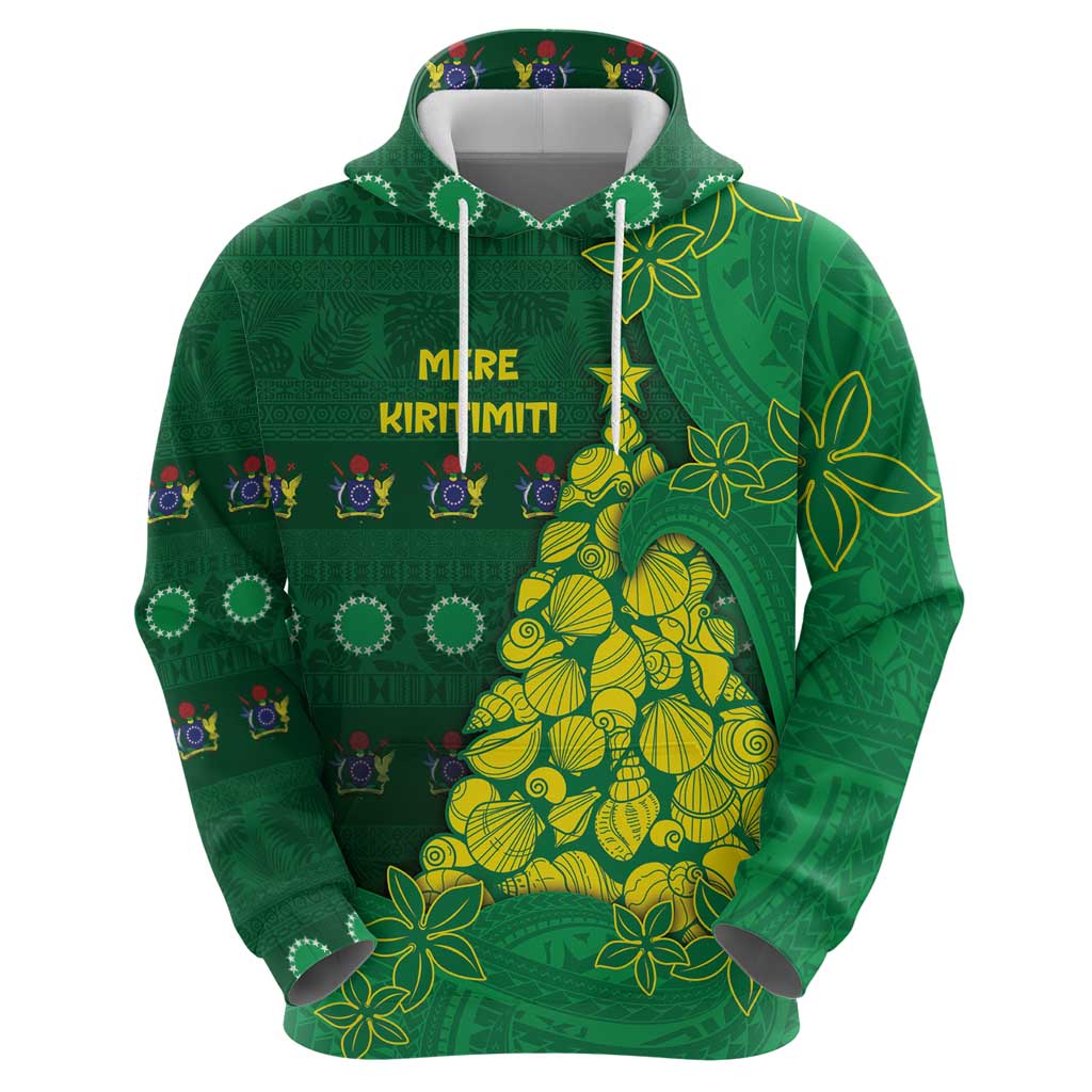 Cook Islands Christmas Zip Hoodie Seashell Xmas Tree Tribal Waves - Polynesian Pride