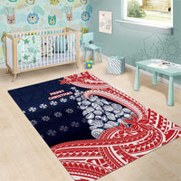 Wallis And Futuna Christmas Area Rug Seashell Xmas Tree Tribal Waves - Polynesian Pride