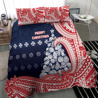 Wallis And Futuna Christmas Bedding Set Seashell Xmas Tree Tribal Waves - Polynesian Pride