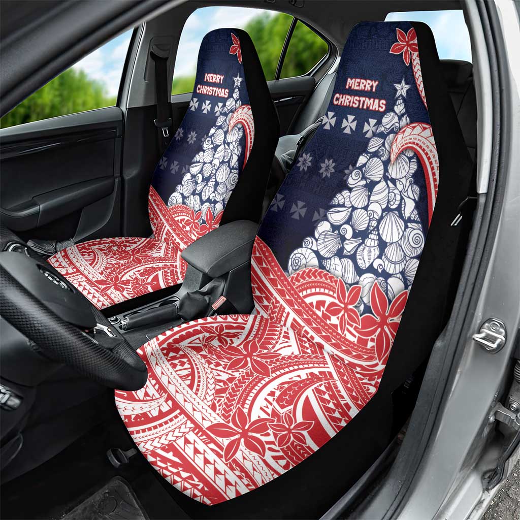 Wallis And Futuna Christmas Car Seat Cover Seashell Xmas Tree Tribal Waves - Polynesian Pride