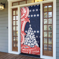 Wallis And Futuna Christmas Door Cover Seashell Xmas Tree Tribal Waves - Polynesian Pride