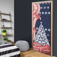 Wallis And Futuna Christmas Door Cover Seashell Xmas Tree Tribal Waves - Polynesian Pride