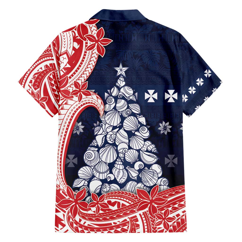 Wallis And Futuna Christmas Family Matching Long Sleeve Bodycon Dress and Hawaiian Shirt Seashell Xmas Tree Tribal Waves - Polynesian Pride