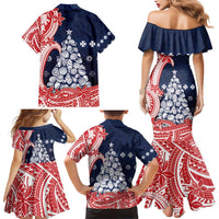 Wallis And Futuna Christmas Family Matching Mermaid Dress and Hawaiian Shirt Seashell Xmas Tree Tribal Waves - Polynesian Pride