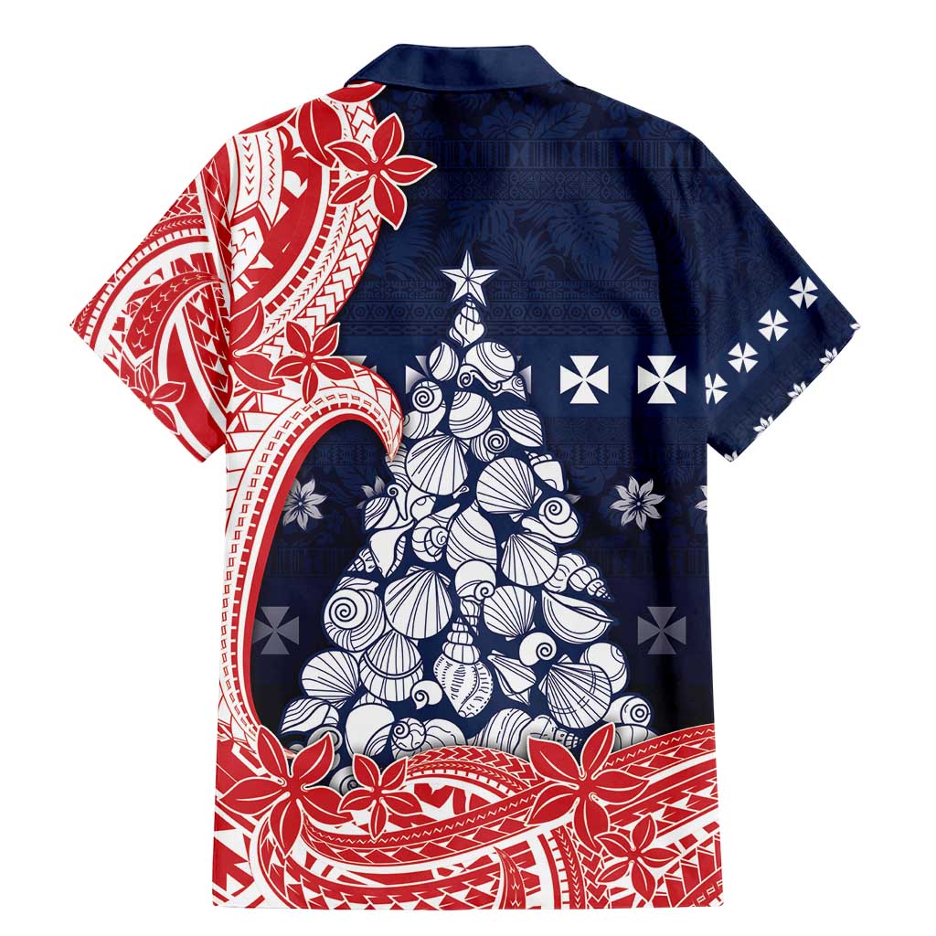 Wallis And Futuna Christmas Family Matching Mermaid Dress and Hawaiian Shirt Seashell Xmas Tree Tribal Waves - Polynesian Pride