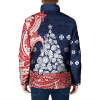 Wallis And Futuna Christmas Padded Jacket Seashell Xmas Tree Tribal Waves - Polynesian Pride