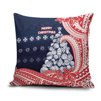 Wallis And Futuna Christmas Pillow Cover Seashell Xmas Tree Tribal Waves - Polynesian Pride