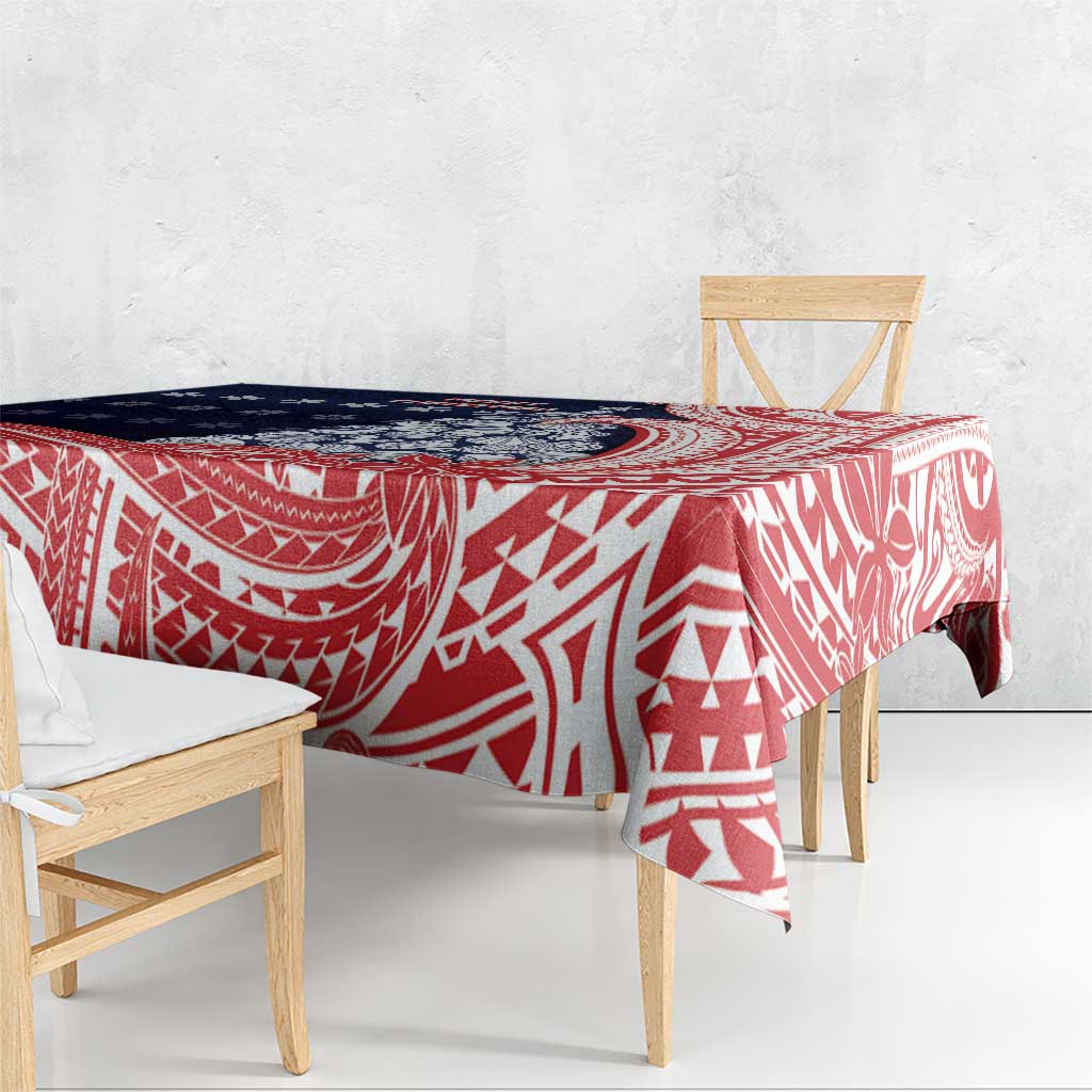 Wallis And Futuna Christmas Tablecloth Seashell Xmas Tree Tribal Waves - Polynesian Pride