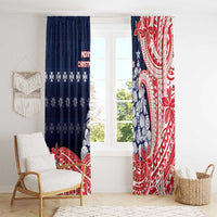 Wallis And Futuna Christmas Window Curtain Seashell Xmas Tree Tribal Waves - Polynesian Pride